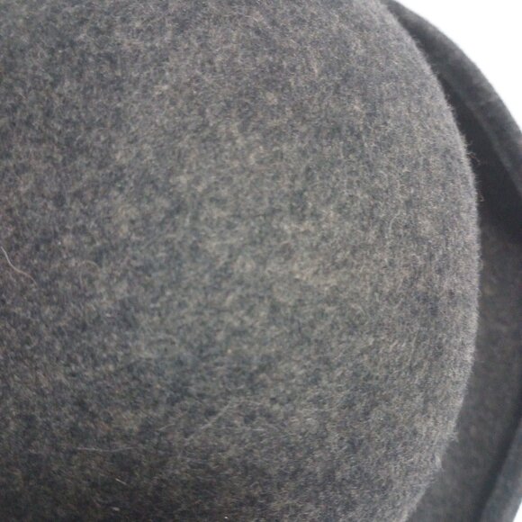 ***SOLD*** Gray Felted Wool Derby Hat with Burgundy Red Silk Flower - Picture 11 of 11